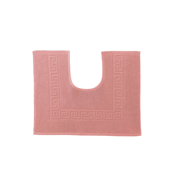 Tapis de bain &eacute;ponge 600 g/m&sup2; liteau motif frise grecque (bois de rose)