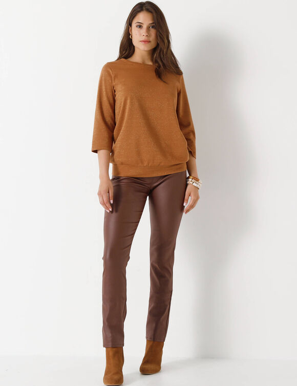 T-shirt maille brillante (noisette)