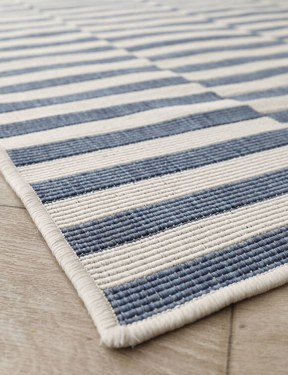 Rechthoekig tapijt met strepen (blauw)