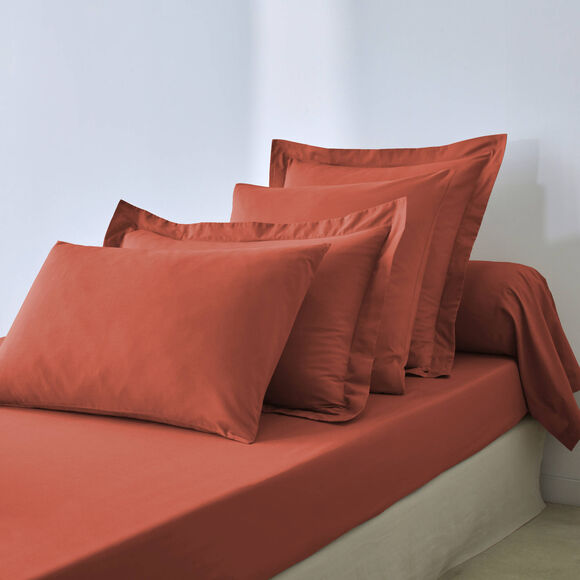 Effen hoeslaken van katoen, 57 draden/cm&sup2; - hoek 32 cm (terracotta)