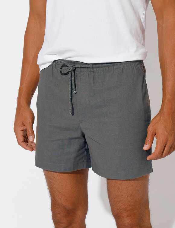 Short in canvas met elastische taille (grijs)