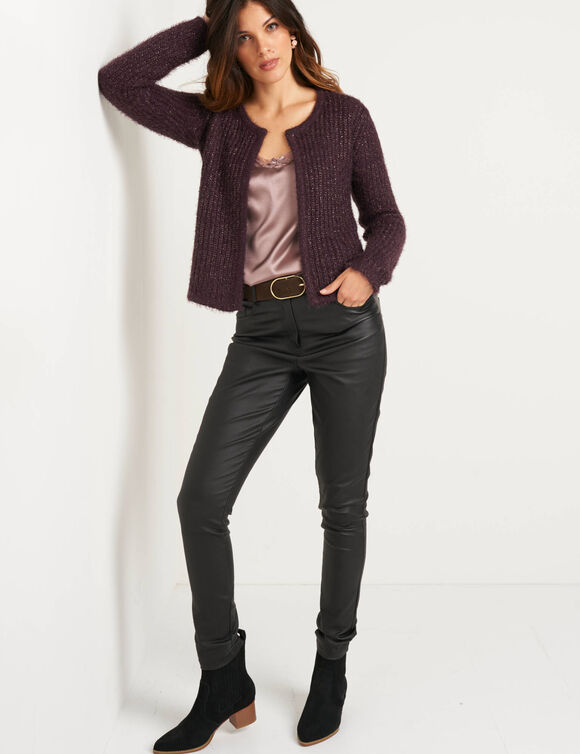 Paletotvest in zacht fantasietricot (marron glacé)