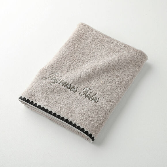 Serviettes de bain finition broderie fantaisie personnalisable - 420g/m2 (zandkleur)