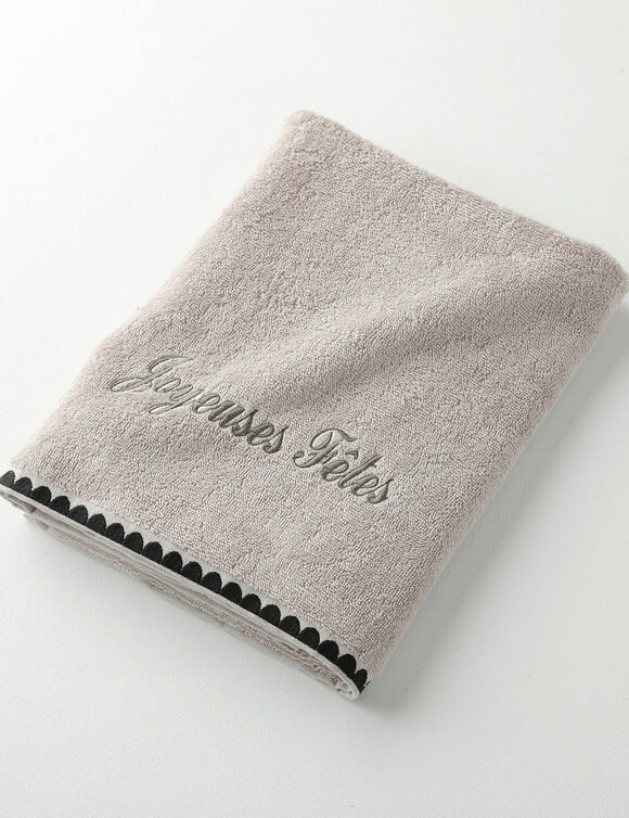 Serviettes de bain finition broderie fantaisie personnalisable - 420g/m2 (zandkleur)