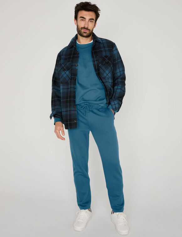 Pantalon jogging molleton bas droits (bleu p&eacute;trole)