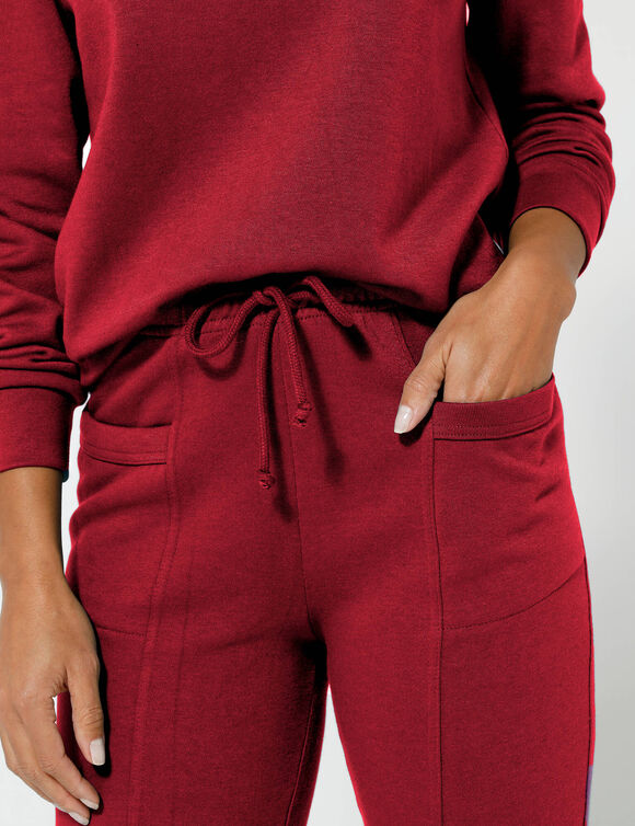 Pantalon jogging, molleton gratt&eacute; (rouge)