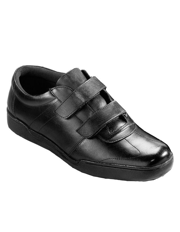 Leren sneakers met scratchsluiting (zwart)