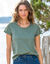 T-shirt met ronde hals in kant (kaki)