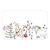 Rechthoekige placemat met natuurlijke print - set van 4 (wit / veelkleurig)
