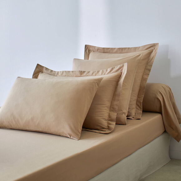 Drap-housse uni coton bonnet 32 cm (grège)