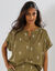 Chemisier boutonn&eacute; imprim&eacute;, manches courtes (kaki)