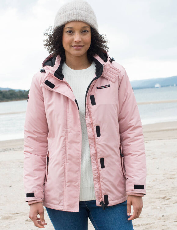 Parka imperméable doublée polaire unie (rose grisé)