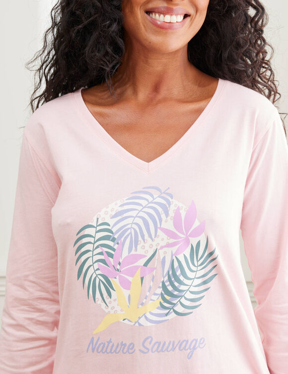 Tee-shirt manches longues "Nature Sauvage" (rose)