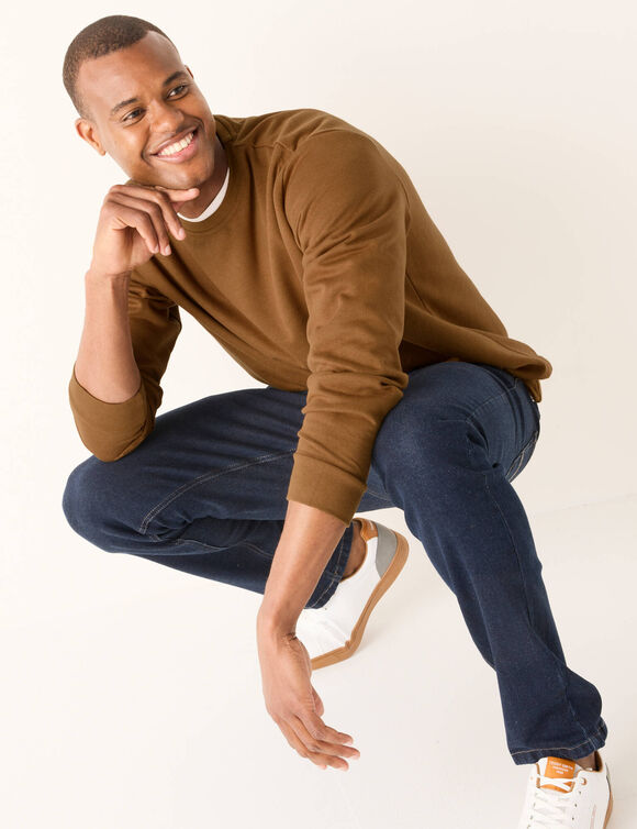 Sweater in molton met ronde hals (koper)