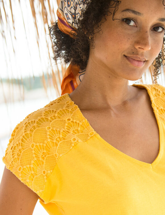 T-shirt uni macramé (jaune)
