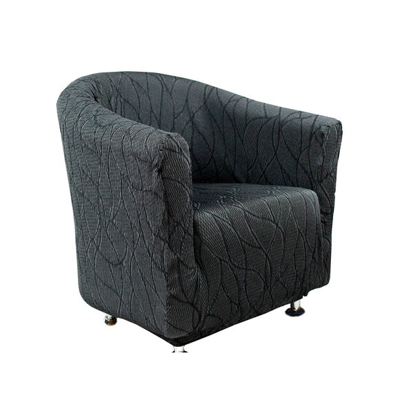 Housse extensible motif jacquard "serpentins" sp&eacute;ciale fauteuil cabriolet  (gris)