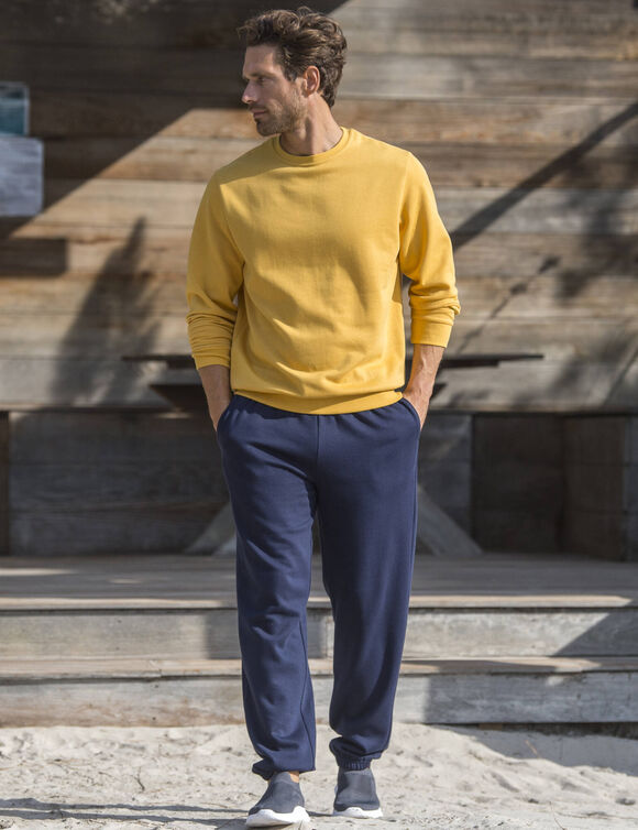 Sweater in molton met ronde hals (geel)