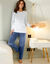 Pyjama in fleece met stippenprint, pluchetouch en lange mouwen (blauw)