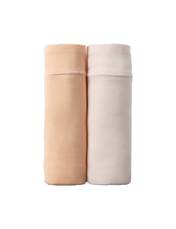Culotte coton stretch forme maxi ceinture confort "sans &eacute;lastiques" - lot de 2 (nude + p&ecirc;che)