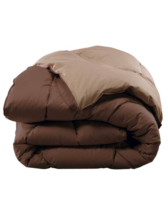 Tweekleurig donsdeken (taupe / chocolade)