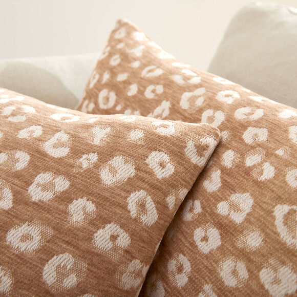 Housse de coussin jacquard l&eacute;opard - lot de 2 (naturel)
