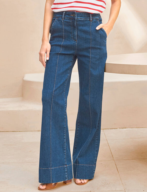 Jean flare &agrave; plis (stone)