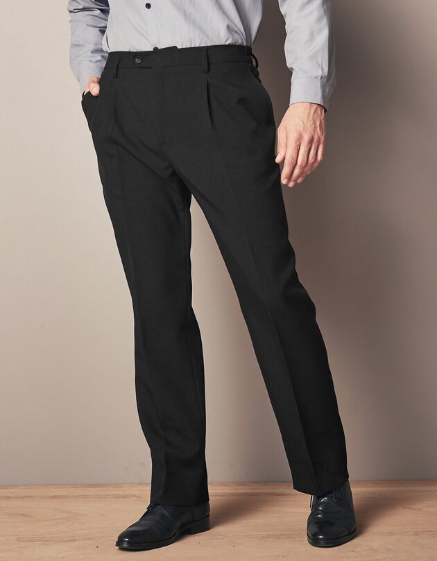 Broek met elastische tailleband en bandplooien - polyester (zwart)