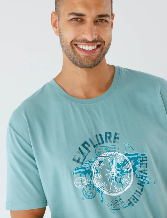 T-shirt pyjama motif devant manches courtes  (aqua)