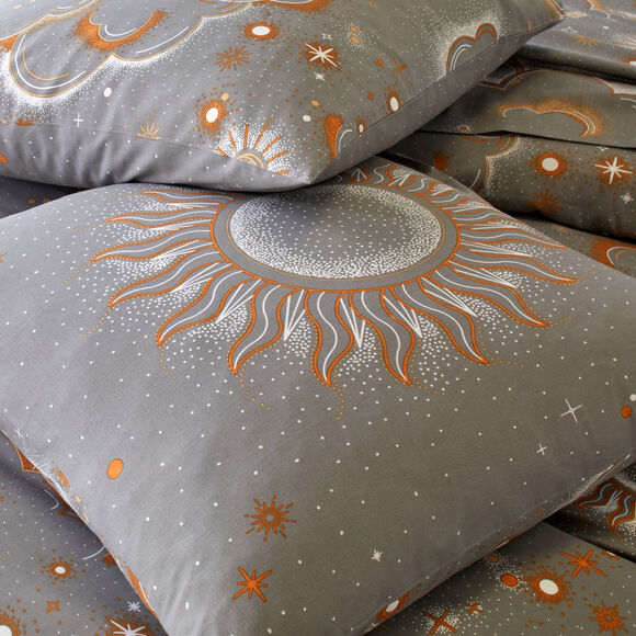 Linge de lit Helios en coton imprimé (gris)