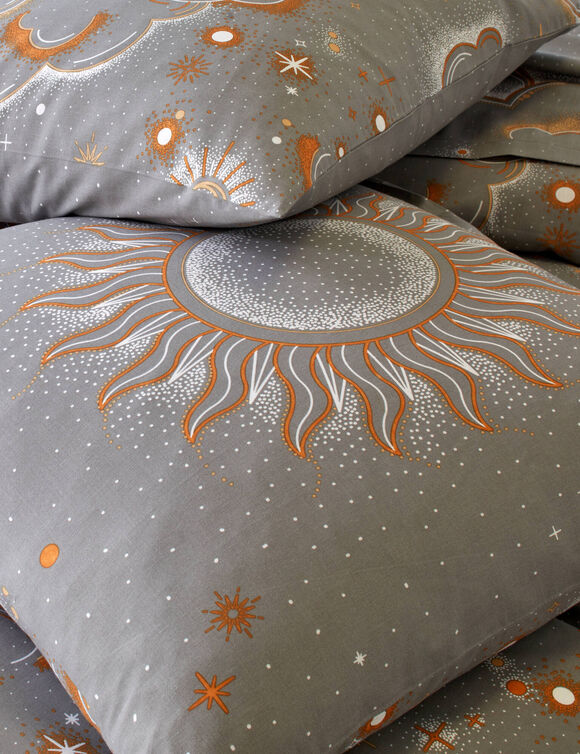 Linge de lit Helios en coton imprimé (gris)