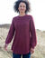 Pull tunique &eacute;vas&eacute; col rond, maille anglaise (bordeaux)