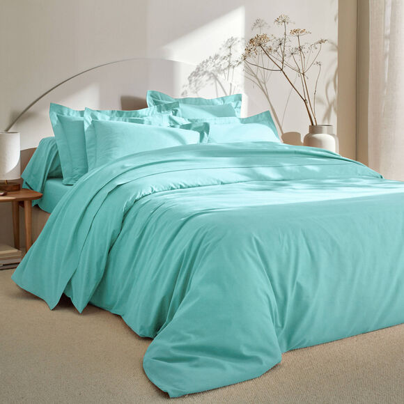 Linge de lit uni coton  (lagon)