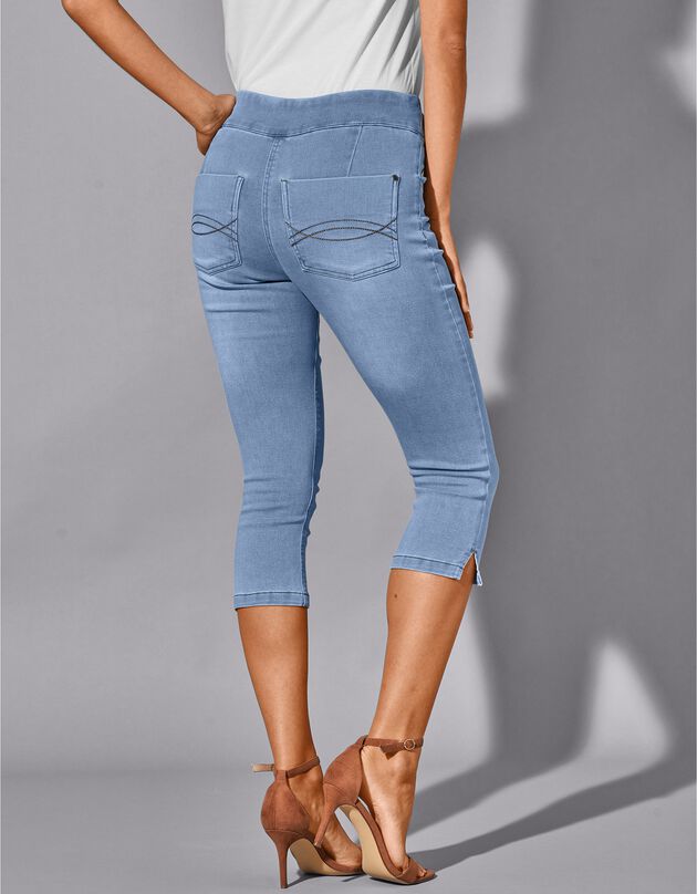 Corsaire fuselé ultra stretch, maille effet jean (bleached)