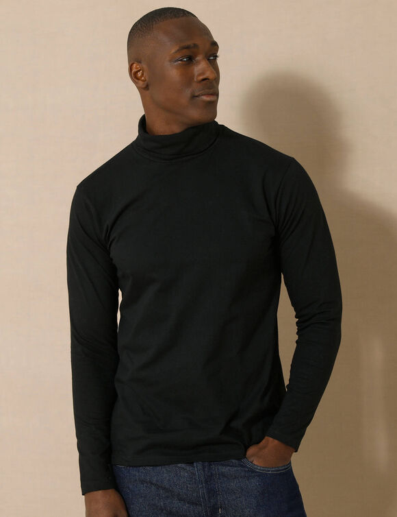 T-shirt col roul&eacute; manches longues (noir)