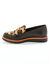 Mocassin met gesp in zool met dierenhuidprint (zwart / bruin)