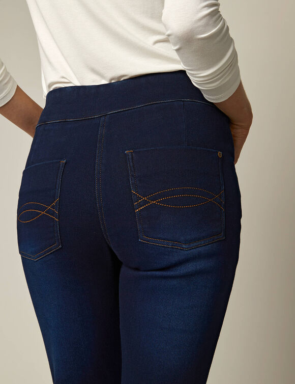 Jean bootcut ultra stretch, maille effet jean, grande stature (dark blue)