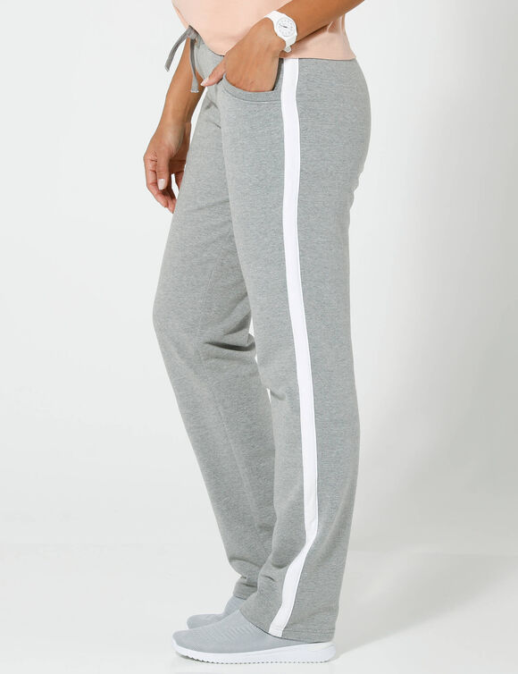 Pantalon jogging bicolore (gris chin&eacute; / blanc)