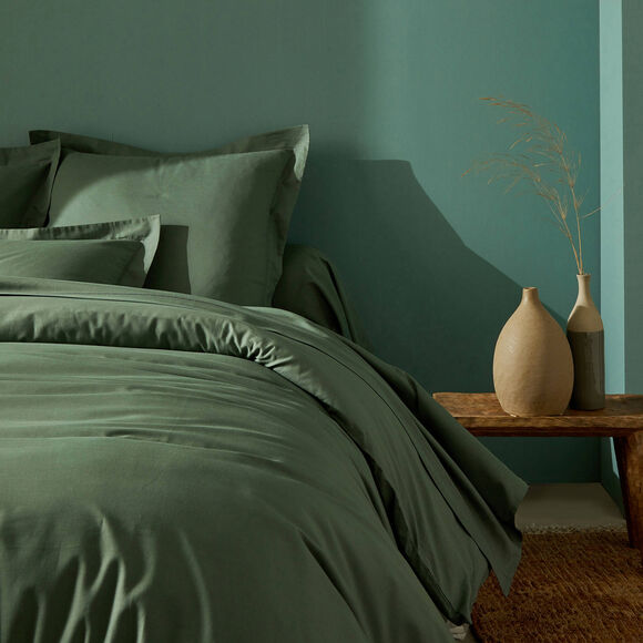 Linge de lit uni polyester-coton Colombine (eucalyptus)