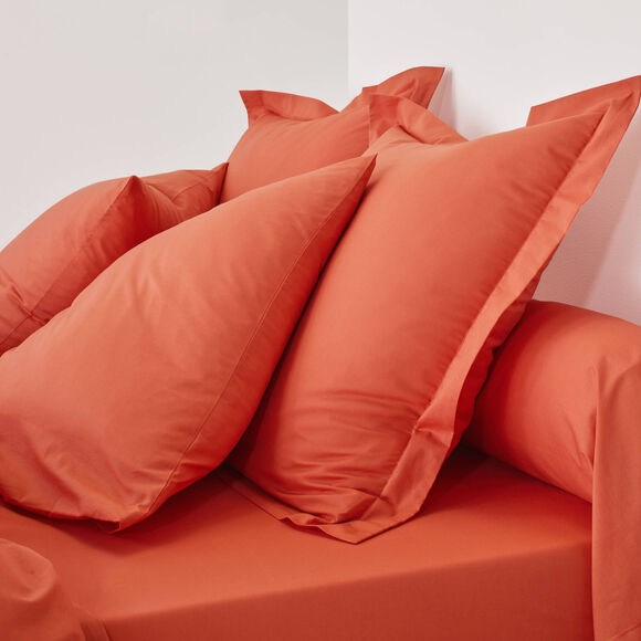 Linge de lit uni polyester-coton Colombine (potiron)