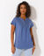 T-shirt met Tunesische hals en broderie anglaise (jeansblauw)