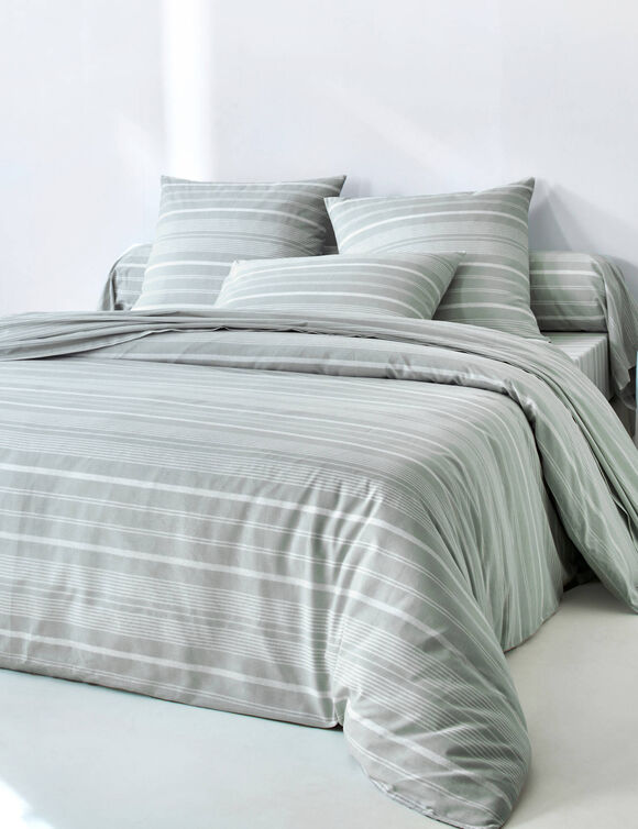 Sacha-beddengoed met gestreepte print - katoen 52 draden/cm&sup2; (celadon)