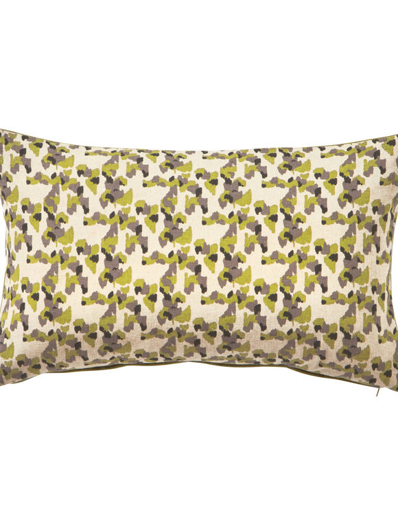 Kussen met vlekkenprint (naturel / groen)