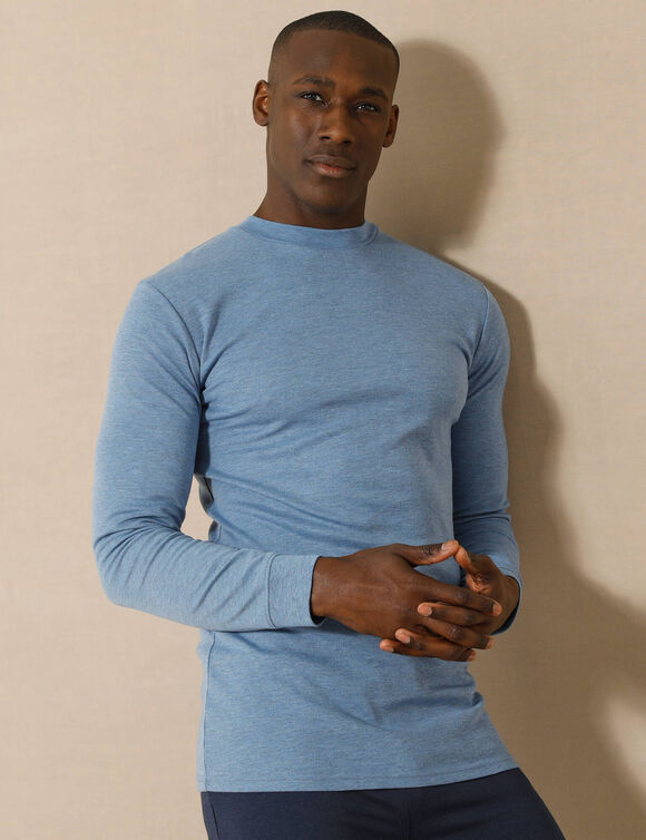 T-shirt sous-vêtement homme col montant manches longues chaleur intense - lot de 2 (jeans)