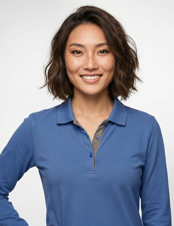 Polo bicolore maille jersey (bleu / gris)