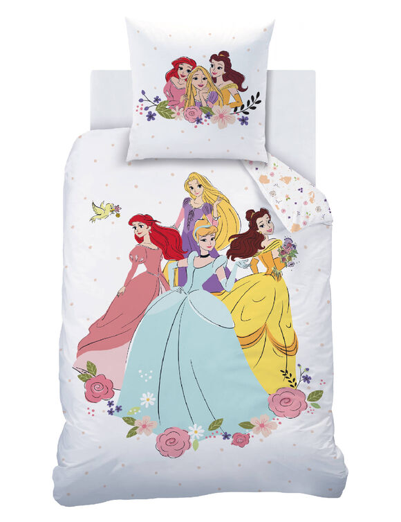 Parure de lit Princesses Disney® coton (blanc / rose)