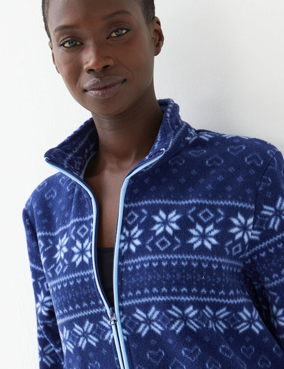 Veste zipp&eacute;e maille polaire imprim&eacute;e (marine / bleu)