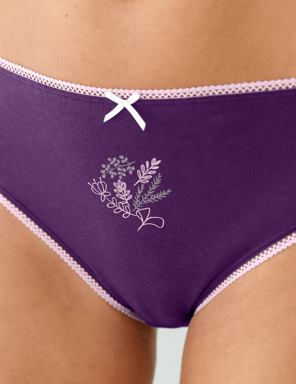 Culotte coton forme midi imprim&eacute; motif floral assortis &ndash; Lot de 4 - (prune / rose)