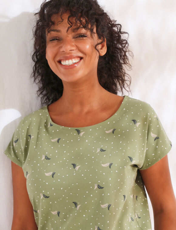 T-shirt manches courtes, imprim&eacute; minimaliste (kaki)
