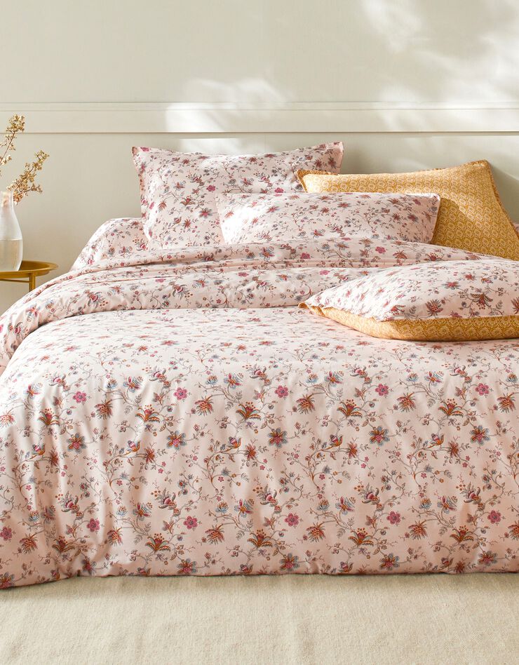 Bedlinnen Margaux in katoen met bloemenprint (ecru)