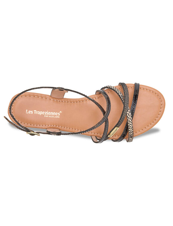 Leren sandalen met sleehak, Haro (zwart)